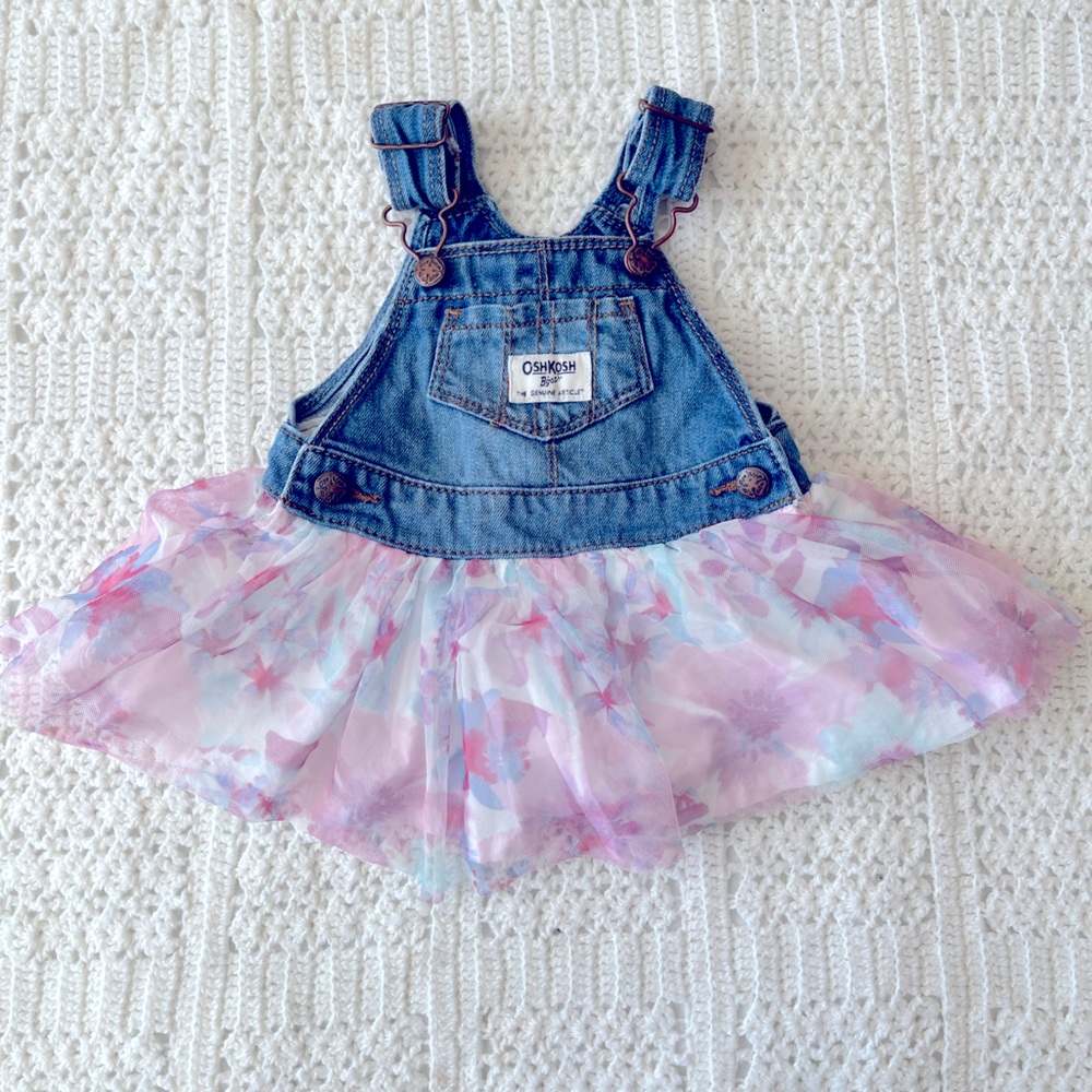 6m OshKosh Flower Overalls for baby girl
